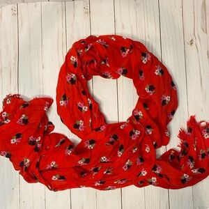 LOFT Red Floral Scarf